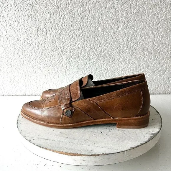 Lane Boots Womens Western Flats MARTINGALE Brown Cowgirl Loafer Slip On 8.5 - Picture 8 of 12